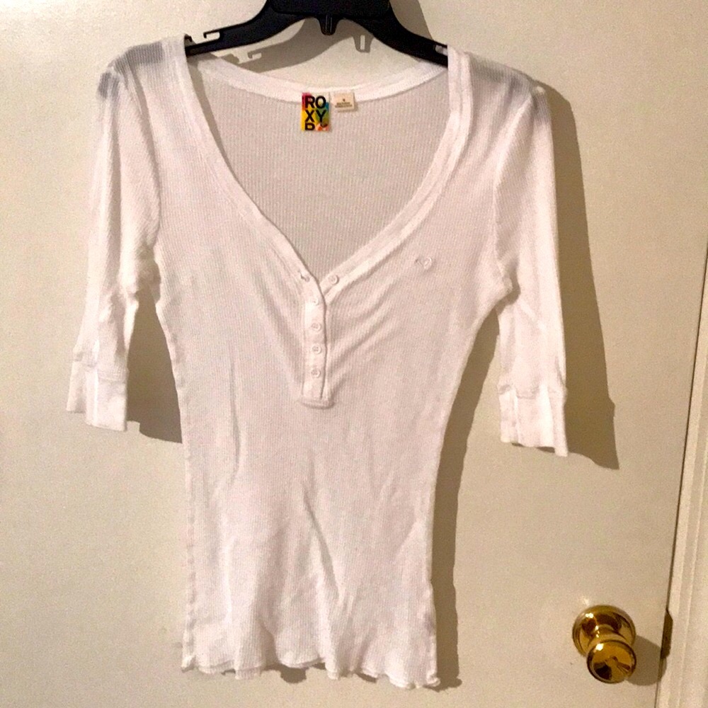 Roxy sheet white cotton waffle tee